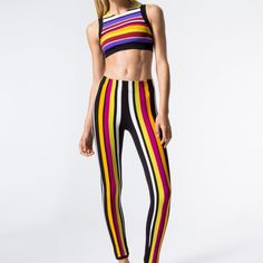 No Ka'oi Kuna Striped Jersey Leggings Top And Bottom Nwt . Top Is Size L Leggings Are A Medium High Waist Multicolor Fitted Leggings, Fitted Multicolor Elastane Leggings, Striped Jersey, M Pants, Tops For Leggings, Pant Jumpsuit, Pants For Women, Leggings, Pants