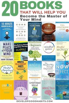 the book cover for 20 books that will help you become the master of your mind