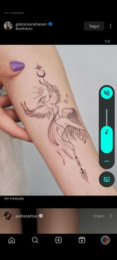 a woman's arm with a tattoo on it and an arrow in the middle