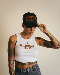 Fit Womens, Southern Gothic, Rib Fabric, Badass Women, Ribbed Tank, Hats For Sale, Ribbed Fabric, Crop Tee, High Neckline