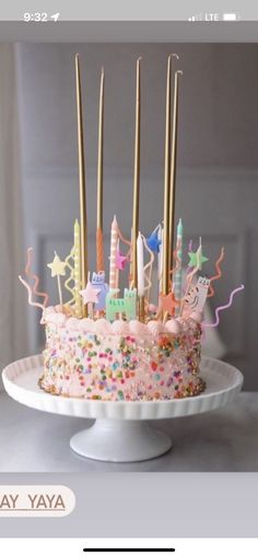 there is a cake with candles on it