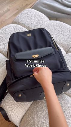 Step into summer work style by packing shoes in the bottom compartment. Whether it’s sandals, loafers, or a classic pair of white sneakers, keep shoes separated from everything else. 
#bags #workbag #backpack #laptopbag #travelbackpack #workbagorganization #shoecompartment Versatile Backpack With Detachable Strap For Work, Versatile Backpack With Laptop Sleeve, Versatile Backpack With Adjustable Strap For Work, Trendy Laptop Bag For Travel, Versatile Laptop Backpack For Travel, Trendy Travel Laptop Bag With Sleeve, Chic Large Capacity Laptop Bag For Travel, Chic Tote Backpack For Travel, Trendy Laptop Bag With Detachable Strap For Travel