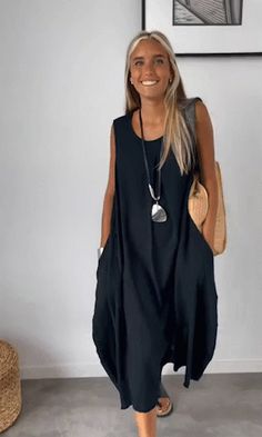 Casual Cotton and Linen Sleeveless Dress (Buy 2 Free Shipping) – fishyoyo.com Casual Solid Color Sleeveless Dress For Vacation, Casual Sleeveless Solid Color Dress For Vacation, Versatile Summer Dresses, Black Beach Dress With Pockets, Casual Sleeveless Dress With Pockets For Spring, Casual Black Sleeveless Summer Dress, Casual Black Sleeveless Dress For Vacation, Trendy Sleeveless Dress With Pockets, Summer Sleeveless Dress With Pockets