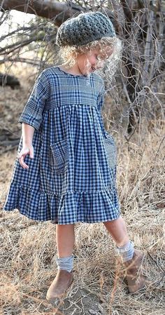 Girl Dress Patterns, Dresses Kids Girl, Blue Check, Little Dresses, Clothes Patterns, Baby Outfits, Childrens Fashion