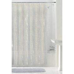 the shower curtain is clear and ready to be used