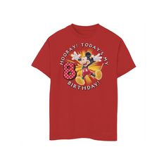 a red mickey mouse birthday t - shirt