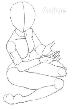 a drawing of a person sitting on the ground