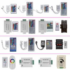 several different types of remote controls are shown in this image, including the control panel