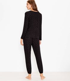 Drawstring Waist, Effortless Style, Fabric Care, Pajama Set, Pajamas, Loft, Dots, Long Sleeve, Pants