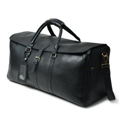 Experience the ultimate in durability and timeless appeal with our leather duffle bag, perfect for the savvy traveler seeking quality and functionality. - Free shipping on all leather duffle bags. - Ideal for men, this personalized black leather duffle features a sophisticated design. - Handcrafted from the finest soft full grain leather, the 24-inch weekender boasts a wide U-shaped horse opening for easy packing. - The spacious weekender accommodates 4 days of clothing and fits in overhead cabins as carry-on luggage. - Offers two large external side pockets for essentials like mobile phones, power banks, tickets, passports, keys, and medicines. - Features both a detachable leather strap and grab handles for versatile carrying options. - Equipped with five brass studs to protect the bottom Metallic Cowhide Rug, Leather Waist Bag, Cowhide Bag, Leather Apron, Easy Packing, Leather Duffle Bag, Power Banks, Leather Duffle, Duffle Bags