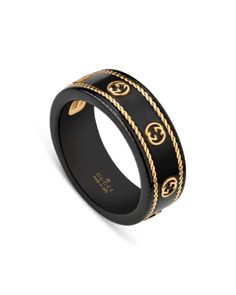 Gucci 18K Yellow Gold & Black Corundum Icon Ring Designer Gucci Yellow Gold Jewelry, Elegant Black Gucci Jewelry, Designer Black Gucci Jewelry, Classic Black Gucci Jewelry, Designer Black Round Jewelry, Designer Yellow Gold Jewelry With Black Enamel, Designer Gold Jewelry With Black Enamel, Designer Black Enamel Jewelry, Designer Black Jewelry With Black Enamel