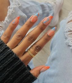 Summer Nails 2022, Spring Nail Polish Colors, Bright Summer Nails Designs, 2022 Nails, Spring Nail Polish, Bright Summer Nails, Nails 2022, Almond Nails Designs, Orange Nails