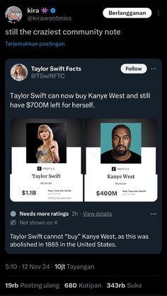 the twitter account for taylor swift and taylor swift is shown in this screenshote