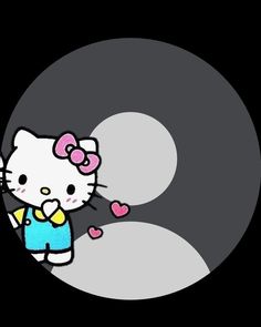 an image of hello kitty in front of the number nine sign with hearts on it