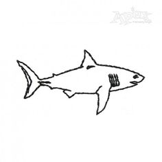 a black and white drawing of a shark