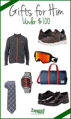 gifts for him under $ 10 including shoes, watch, sunglasses, and sports gear