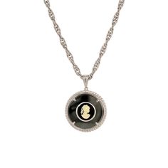 Add a touch of drama to your jewelry collection with this lovely silver tone black and white cameo pendant necklace from 1928. Add a touch of drama to your jewelry collection with this lovely silver tone black and white cameo pendant necklace from 1928. FEATURES Pendant length: 2.5 in. Chain length: 18 in. Clasp: lobster-claw Metal: alloy Plating: silver tone Finish: polished Material: glass, resin Not appropriate for children 14 years old and younger. Size: One Size. Gender: female. Age Group: Elegant Black Jewelry With Coin Pendant, Silver Cameo Pendant Necklace, Silver Cameo Round Pendant Jewelry, Silver Cameo Round Jewelry, Silver Cameo Medallion Necklace, Silver Cameo Jewelry With Round Pendant, Round Silver Cameo Necklace, Black Round Cameo Jewelry, Silver Cameo Oval Pendant Jewelry