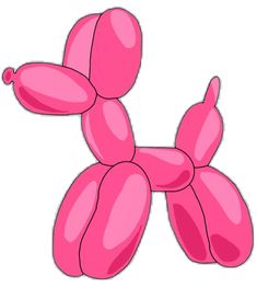 a pink balloon dog sitting on top of a white surface