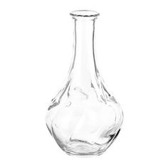 a clear glass vase on a white background