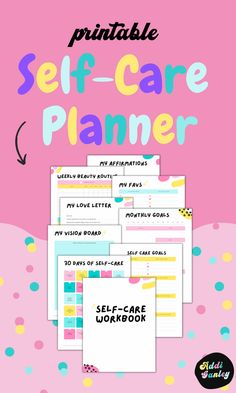 printable self care planner with the words self care on it