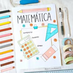 a paper with the words matematica on it next to some crayons and pencils