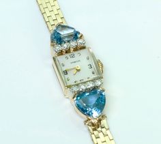 Tiffany & Co. Aquamarine Diamond 14K Gold Ladies Watch Tiffany Watch Woman, Tiffany And Co Watches Women, Blue Diamond Watches For Formal Occasions, Formal Blue Diamond Watches, Blue Diamond Watch With Diamond Hour Markers For Anniversary, Blue Diamond Watch For Anniversary, Elegant Blue Diamond Watch For Anniversary, Emerald Watch, Tiffany Watches