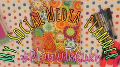 the words social media play on top of an image with markers, pens and pencils