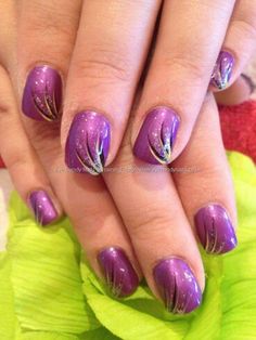 Purple Nail Art Designs, Shellac Nail Art, Purple Nail Art, Manicure Nail Designs, Elegant Nail Art, French Manicure Nails, Purple Nail Designs, Purple Nail, Creative Nail Designs