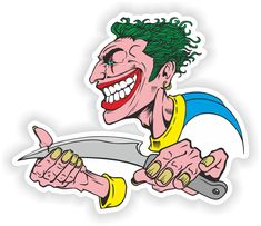 a cartoon character with green hair holding a pair of scissors and pointing at the camera