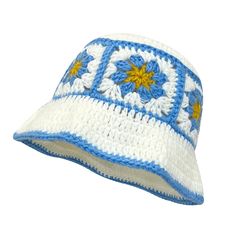 PRICES MAY VARY. Crochet Bucket Hats for Women:100% high quality acrylic material, this hand knitted bucket hat is made of premium quality acrylic, which makes the hat soft and cozy. it is soft to the touch and lightweight. Foldable and packable, you can take it with you whenever you want. Knit Hat for Women:This knitted bucket hats for women is crafted with masterful hand crochet techniques and features a vintage floral pattern on the hat to add an elegant touch to your outfits.The cutout desig Adjustable Knitted Beach Hats, Casual White Acrylic Hat, Adjustable Knitted Hats For The Beach, Casual Blue Acrylic Yarn Hat, Outdoor Acrylic Hat, Adjustable White Crochet Bucket Hat, Adjustable Knitted Bucket Hat For Beach, Knitted Adjustable Bucket Hat For Vacation, White Adjustable Crochet Bucket Hat