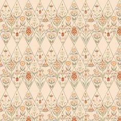 an old wallpaper pattern with flowers and leaves