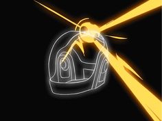 a black and white drawing of a person holding a light saber in their hand with yellow beams coming from it