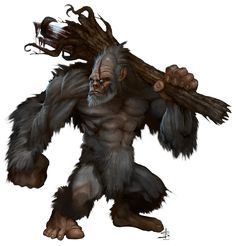 an image of a bigfoot holding a tree branch