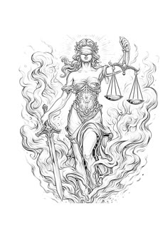 a lady justice statue holding two scales in her hands and an eagle on the other side