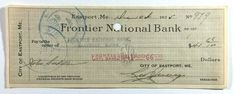 an old bank card with autographs and signatures on the front, from frontier national bank