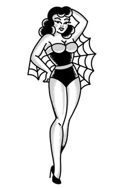 a black and white drawing of a woman in a bathing suit