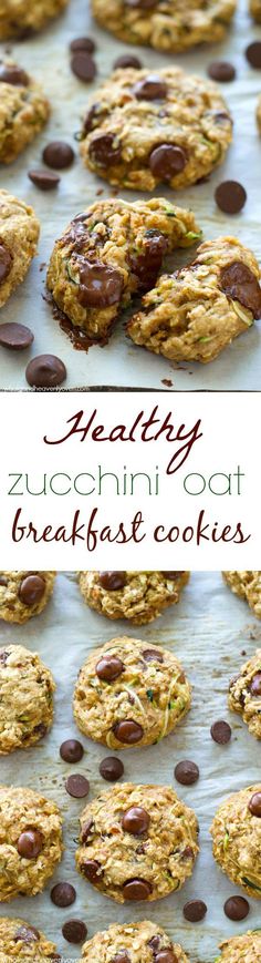 healthy zucchini oat breakfast cookies with chocolate chips