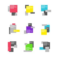 six different types of business brochures in various colors and sizes, each with an individual's own logo