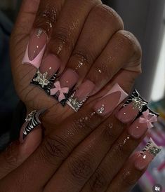 Colored Acrylic Nails, Girly Acrylic Nails, French Tip Acrylic Nails, Glow Nails, Short Square Acrylic Nails, Dope Nail Designs, Long Acrylic Nails Coffin, Acrylic Nails Coffin Pink