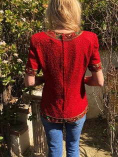 "Adrianna Papell Beaded top,Large,Sequined top, Red,Green,gold,Evening Top,formal,Papell Boutique Gorgeous Red sequin top by Papell Boutique Excellent condition no missing beads noted Measures 38\" Bust 36\" waist 40\" hips Length 26\" NK248F4 Adrianna Papell Beaded top,Large,Sequined top, Red,Green,gold,Evening Top,formal,Papell Boutique" Glamorous Christmas Sequin Tops, Christmas Sequin Top For Festive Occasions, Sequin Top For Christmas Holiday, Christmas Sequin Tops, Fitted Sequin Tops For Christmas, Fitted Sequined Christmas Tops, Fitted Christmas Evening Tops, Fitted Christmas Sequin Tops, Elegant Festive Christmas Tops