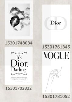 four different types of posters with the words dior and it's voge