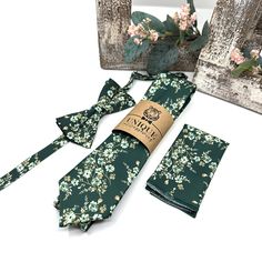 Dark Green Necktie, Floral Necktie, Wedding Floral Ties, Groomsmen Floral Necktie, Groom Gift Tie, Weddings Tie - Etsy Dark Grey Suit Green Tie Wedding, Dapper Suit And Tie Accessories For Summer Weddings, Green Tie For Wedding On Father's Day, Dapper Green Suit And Tie Accessories For Groom, Dapper Green Tie For Wedding, Floral Ties Groomsmen, Floral Tie Wedding, Floral Ties, Forest Theme Wedding