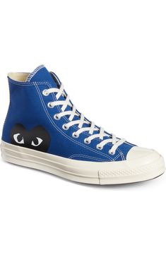 Comme des Garçons PLAY x Converse Chuck Taylor® Hidden Heart High Top Sneaker (Men) | Nordstrom Casual Sneakers With Logo-print Tongue And White Sole, Canvas High-top Lace-up Sneakers With Logo Print, Lace-up High-top Canvas Sneakers With Logo, Blue High-top Sneakers With Logo Patch, Casual High-top Sneakers With Logo-print Tongue And White Sole, Casual Mid-top Sneakers With Logo-print Tongue, Blue High-top Sneakers With Graphic Print, Casual High-top Sneakers With Logo-print Tongue, Canvas High-top Sneakers With Logo Print For Streetwear