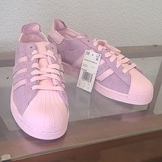 New With Tag Adidas Superstar Minimalis Originals Size 7.5 Mens Or 9.5-10 Women's Brand New, Pink Shell Toe And Soft Purple Suede Adidas Purple Sneakers With Round Toe, Purple Adidas Sneakers With Round Toe, Purple Lace-up Sneakers With Perforated Toe Box, Adidas Purple Sneakers For Sports, Purple Adidas Sneakers, Purple High-top Adidas Sneakers, Sporty Purple Adidas Sneakers, Purple Slip-on Sneakers For Streetwear, Purple Slip-on Sneakers For Sports