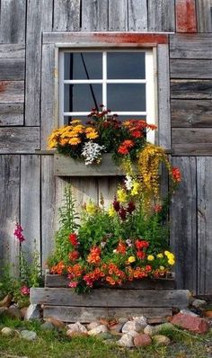 an image of a window with flowers in the windowsill and text that reads, interior barn doors