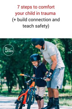 a father teaching his son how to ride a bike