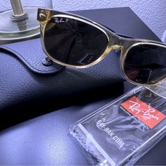 Brand New. Never Worn. Gold Wayfarer Sunglasses With Anti-reflective Lenses, Casual Gold Wayfarer Sunglasses, New Wayfarer, Ray Ban Sunglasses, Colored Sunglasses, Ray Ban, Sunglasses Accessories, Ray Bans, Women Accessories