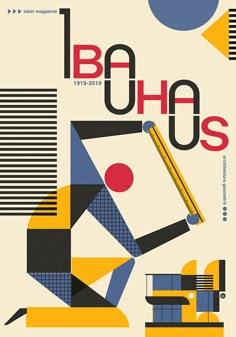 an advertisement for boho's, with geometric shapes and lines on the front