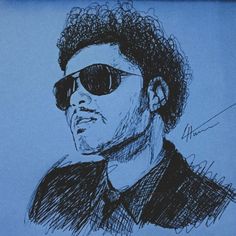 a drawing of a man with sunglasses on