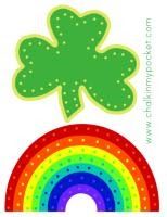 a rainbow and a shamrock with dots on it